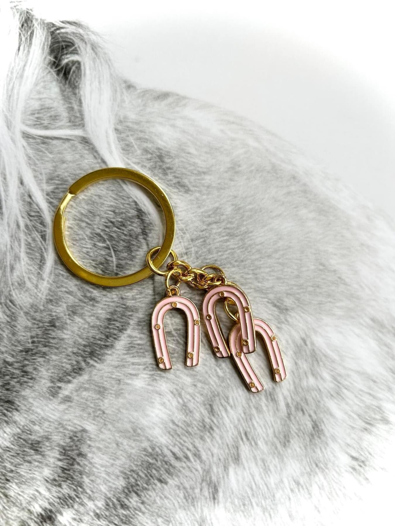 Horse Girl Keychain in White, Black & Pink
