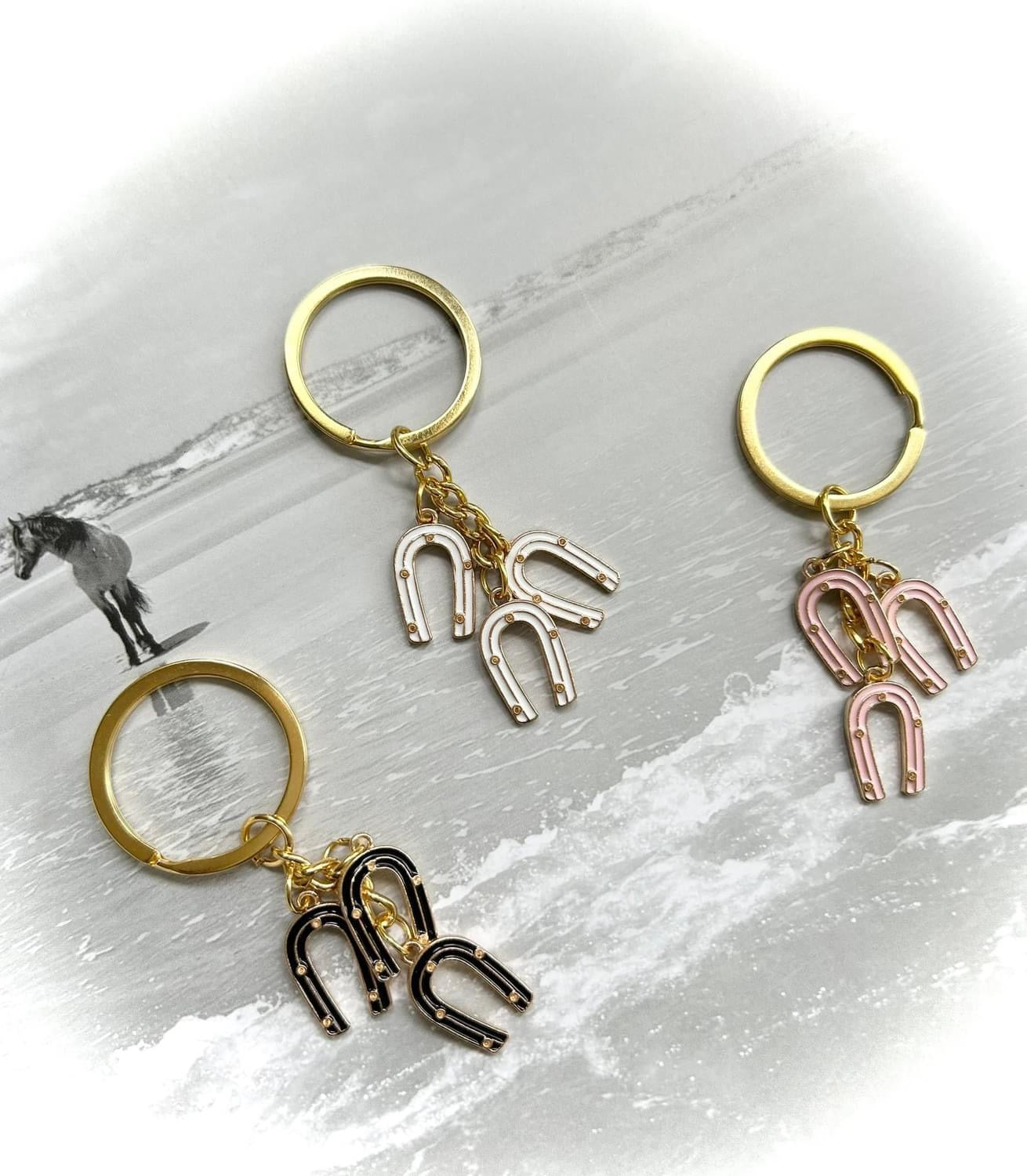 Horse Girl Keychain in White, Black & Pink