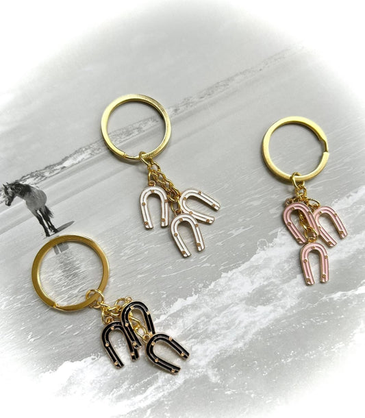 Horse Girl Keychain in White, Black & Pink