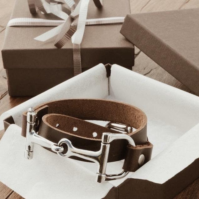 Equestrian Double Wrap Leather Horse Bit Bracelet